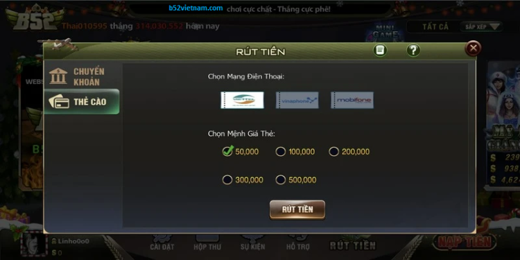 Rút tiền B52 CLUB về tài khoản trong 5 phút hướng dẫn chi tiết cho người mới